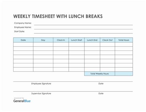 lunch and break calculator